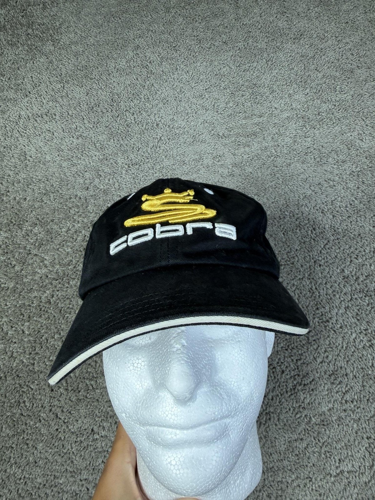 Cobra Hat Cap Strap Back Mens One Size Black Embroidered Logo Adjustable